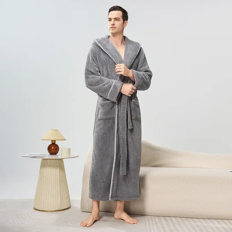 Thicken Flannel Couple Long Robes - ShopHub