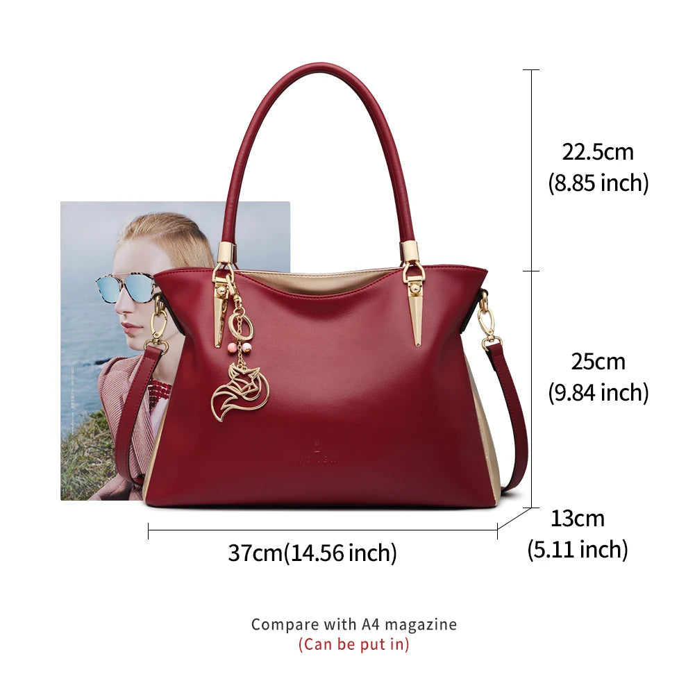 FOXER Leather Women's Shoulder Bag Cowhide Leather Crossbody Bag Luxury Female Handbag Tote Purse Festival Gift for Wife,Mom