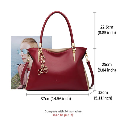 FOXER Leather Women's Shoulder Bag Cowhide Leather Crossbody Bag Luxury Female Handbag Tote Purse Festival Gift for Wife,Mom