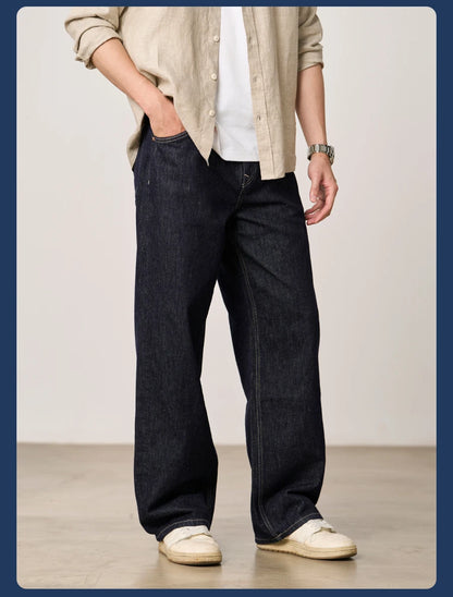SIMWOOD High Standard 2026 Spring Summer New Baggy Style 12oz  Natural Hemp Cotton Blend  Fabric Jeans Men Vintage Denim Pants