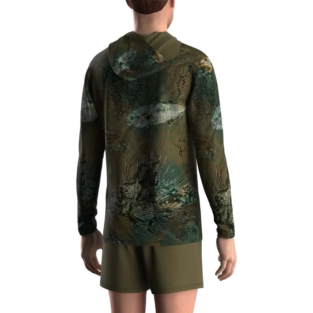 Mens Fishing Hoodie UV Protection Performance Lightweight Outdoor Stone Fish 3D Print Streetwear