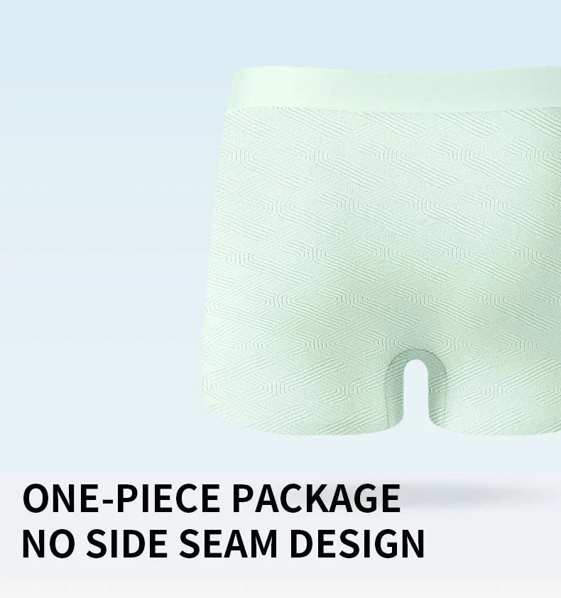 MiiOW Men's Silky Ice Silk Boxers - 3Pcs Antibacterial Seamless Breathable Underwear