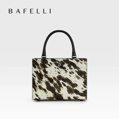 BAFELLI Real Fur & Leather Leopard Crossbody Bag