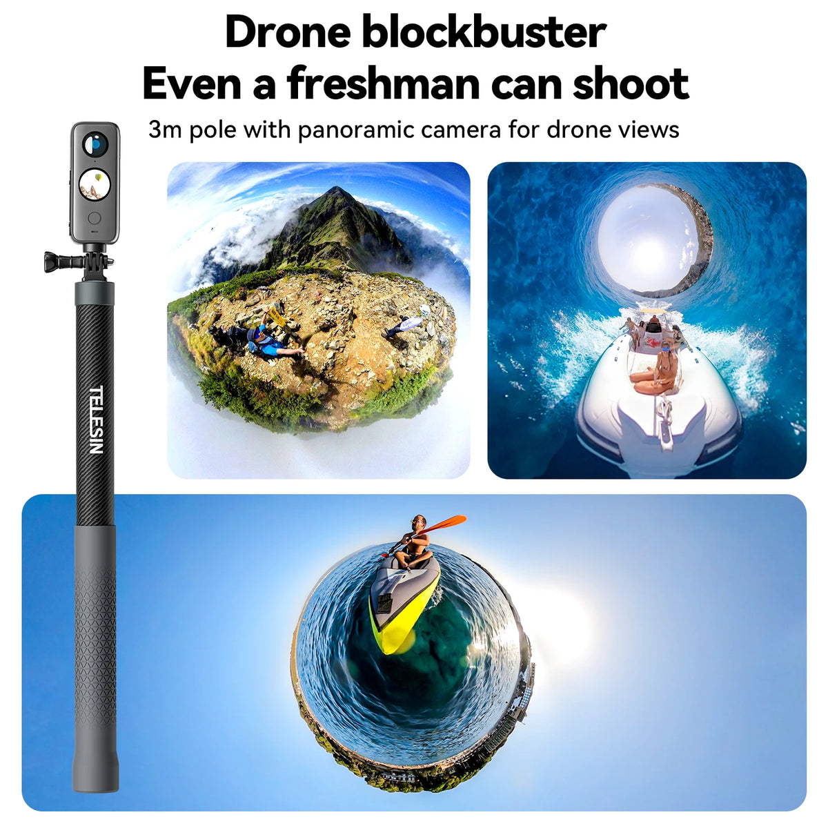 TELESIN Carbon Fiber Selfie Stick & Monopod