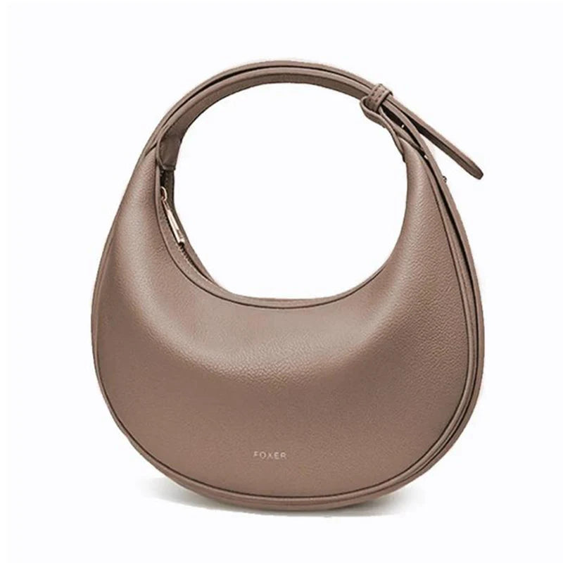 FOXER Women's Shoulder Bag PU Leather New Lady Crescent Underarm Bag Fashion Minimalist Crossbody Bag for Daily Casual Outfit
