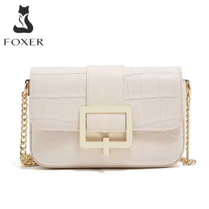 FOXER Split Leather Fashion Women Shoulder Bag Lady Crossbody Handbag Gift for Wife, Girlfriend