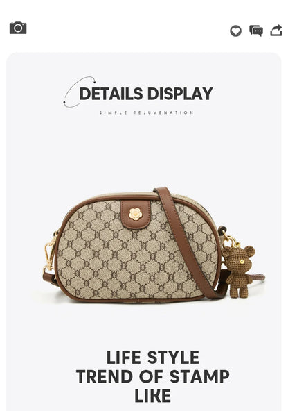 FOXER Women Small Shoulder Bag Fashion Monogram PVC Lady Crossbody Handbag with Adjustable Strap
