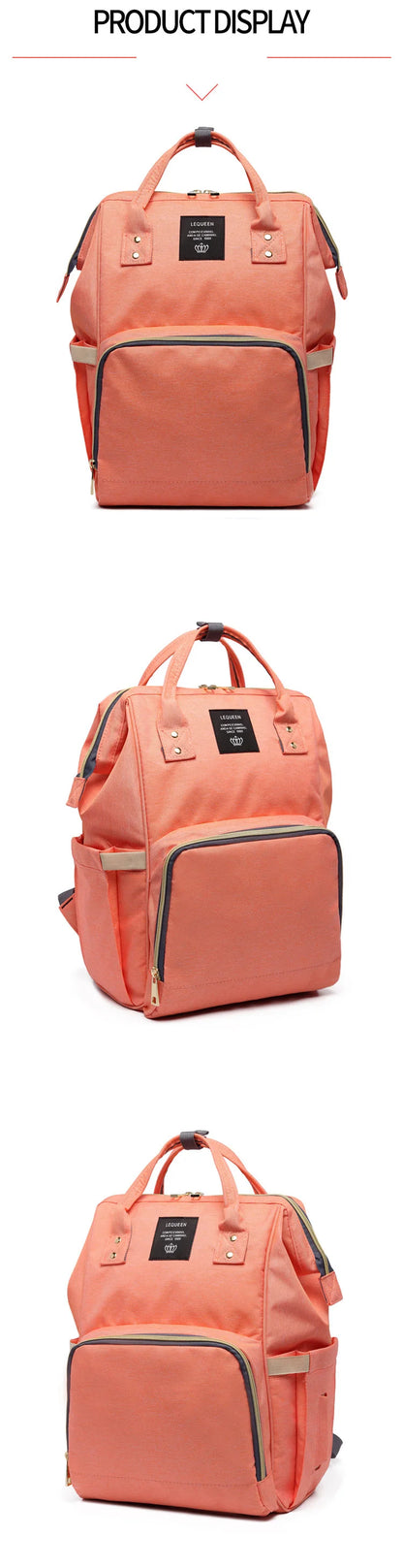 Lequeen Fashion Mummy Maternity Nappy Bag Large Capacity Nappy Bag Travel Backpack Nursing Bag for Baby Care Women's Fashion Bag