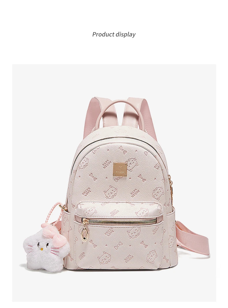 FOXER Brand PVC Leather Backpack Cute Embossing 2026 New Design Large Capacity School Bag Women's Fashion Travel Bags