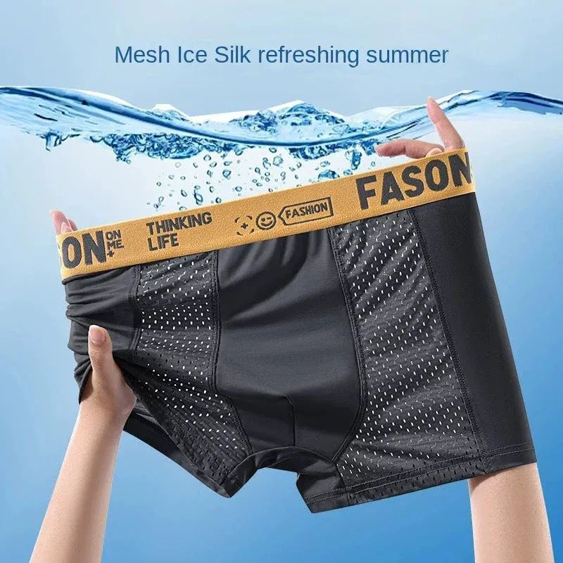 Men's 4 Pack Mesh Ice Silk Boxer Shorts - ShopHub