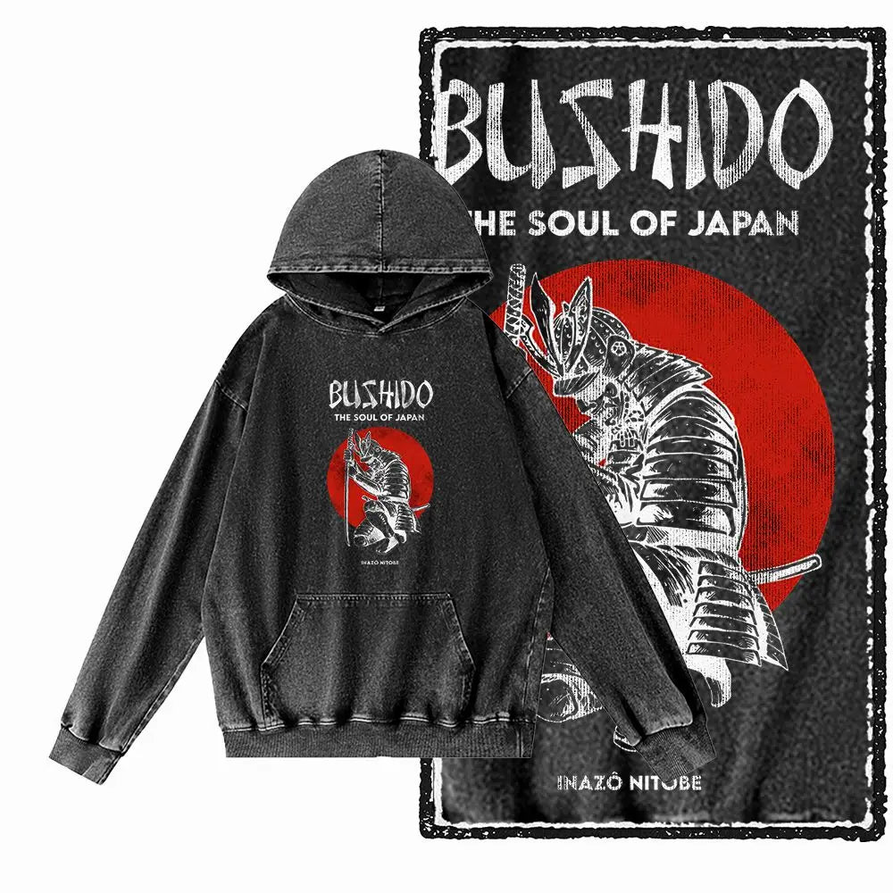 Dragon Strike Acid-Washed Black Graphic Hoodie