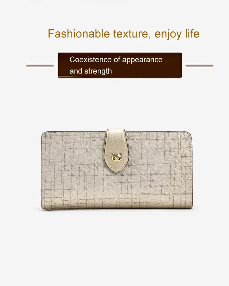 FOXER Split Leather Women's Long Clutch Wallet