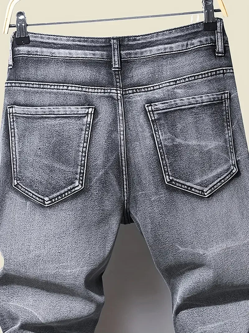 Men's Skinny Jeans With Patchwork Holes - ShopHub