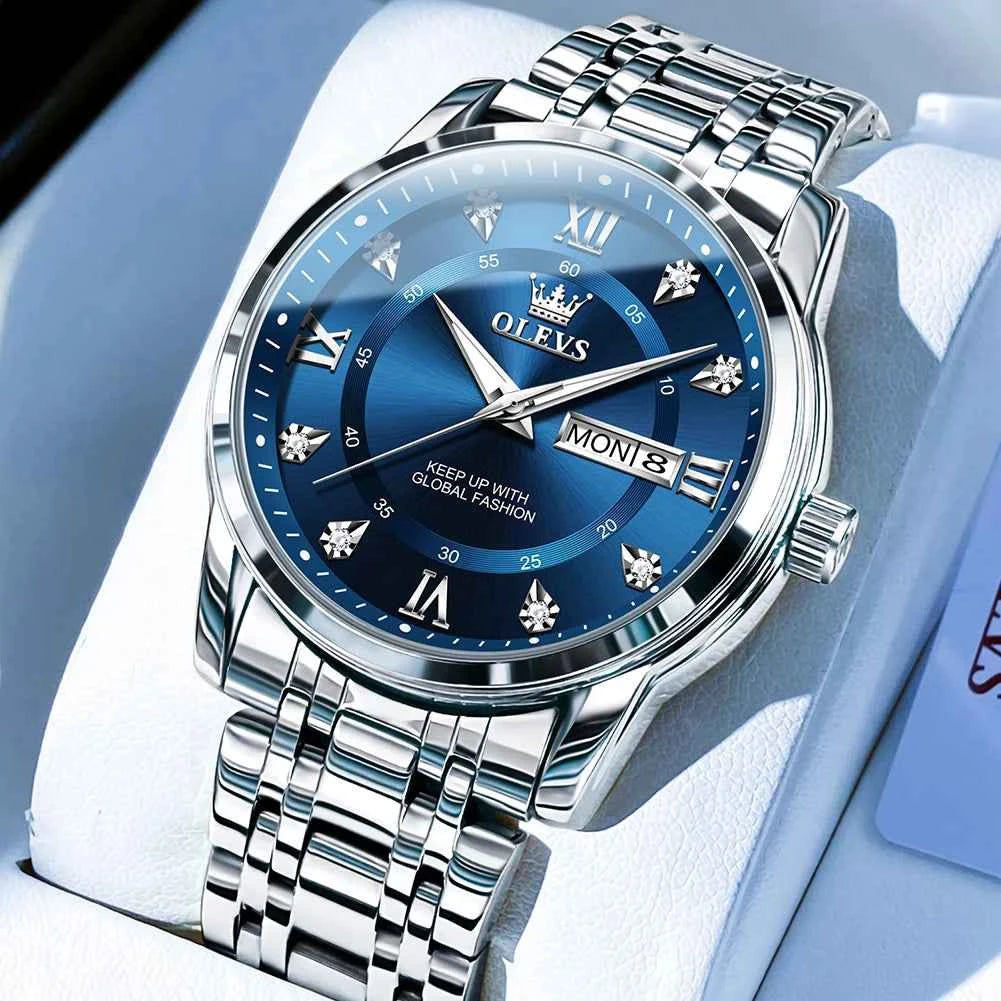 OLEVS 5513X Watch - Original Quartz Waterproof Luminous Watch with Zircon Scale, Perfect Gift for Men & Women in a Beautiful Box