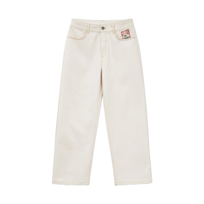 Maden Men's Vintage Heavyweight Washed White Jeans