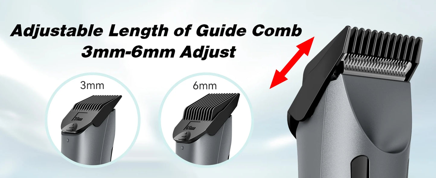 KENSEN S10 electric body hair trimmer with crimping attachment for grooming and styling body hair, black and silver design.