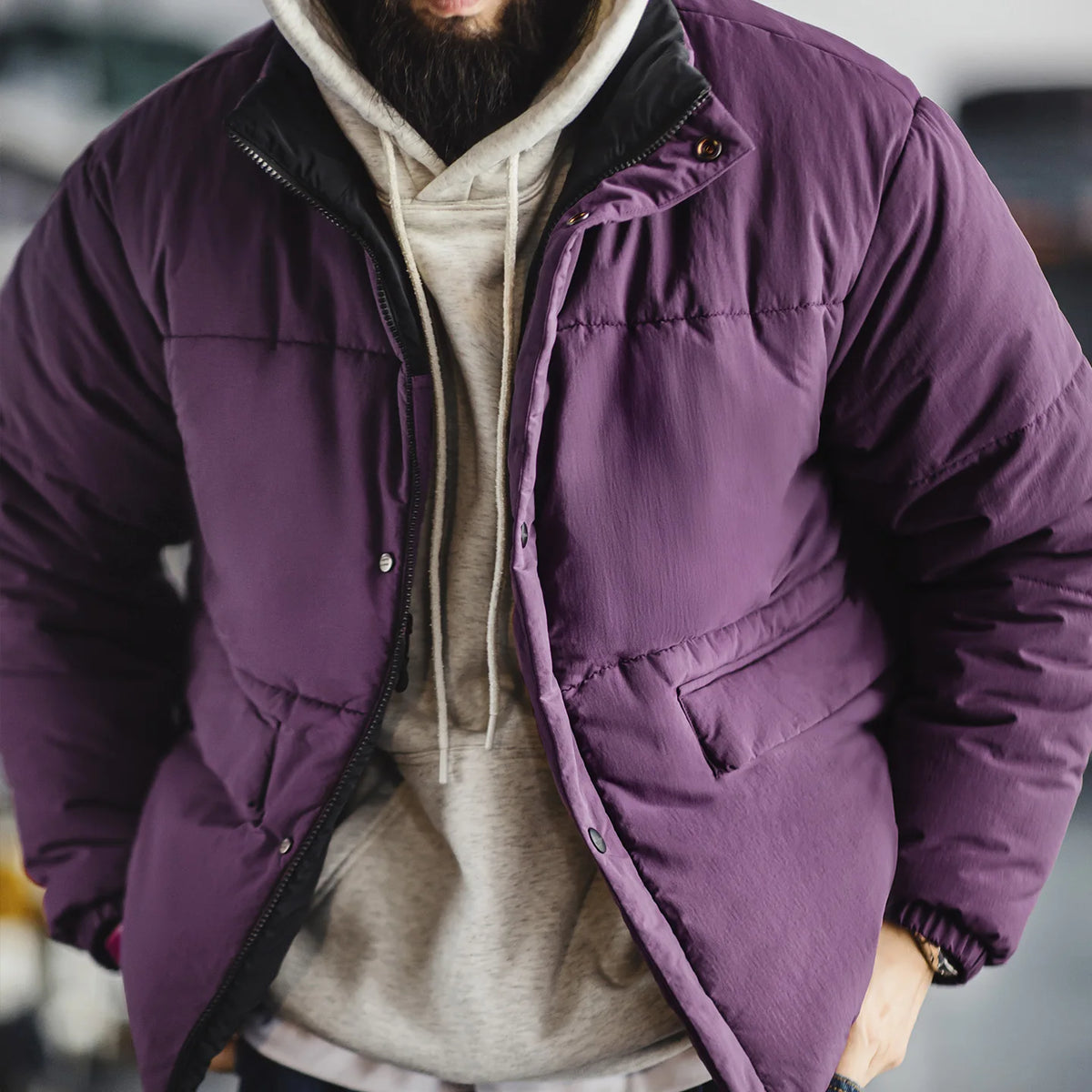 MADEN Reversible Padded Jacket | Green & Orange