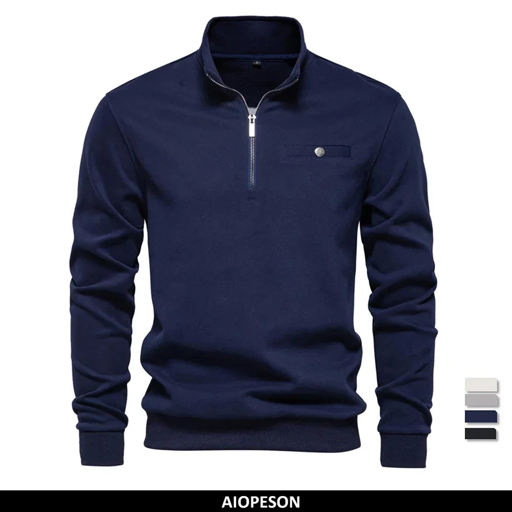 AIOPESON Men's Mock Neck Quarter-Zip Sweatshirts - ShopHub