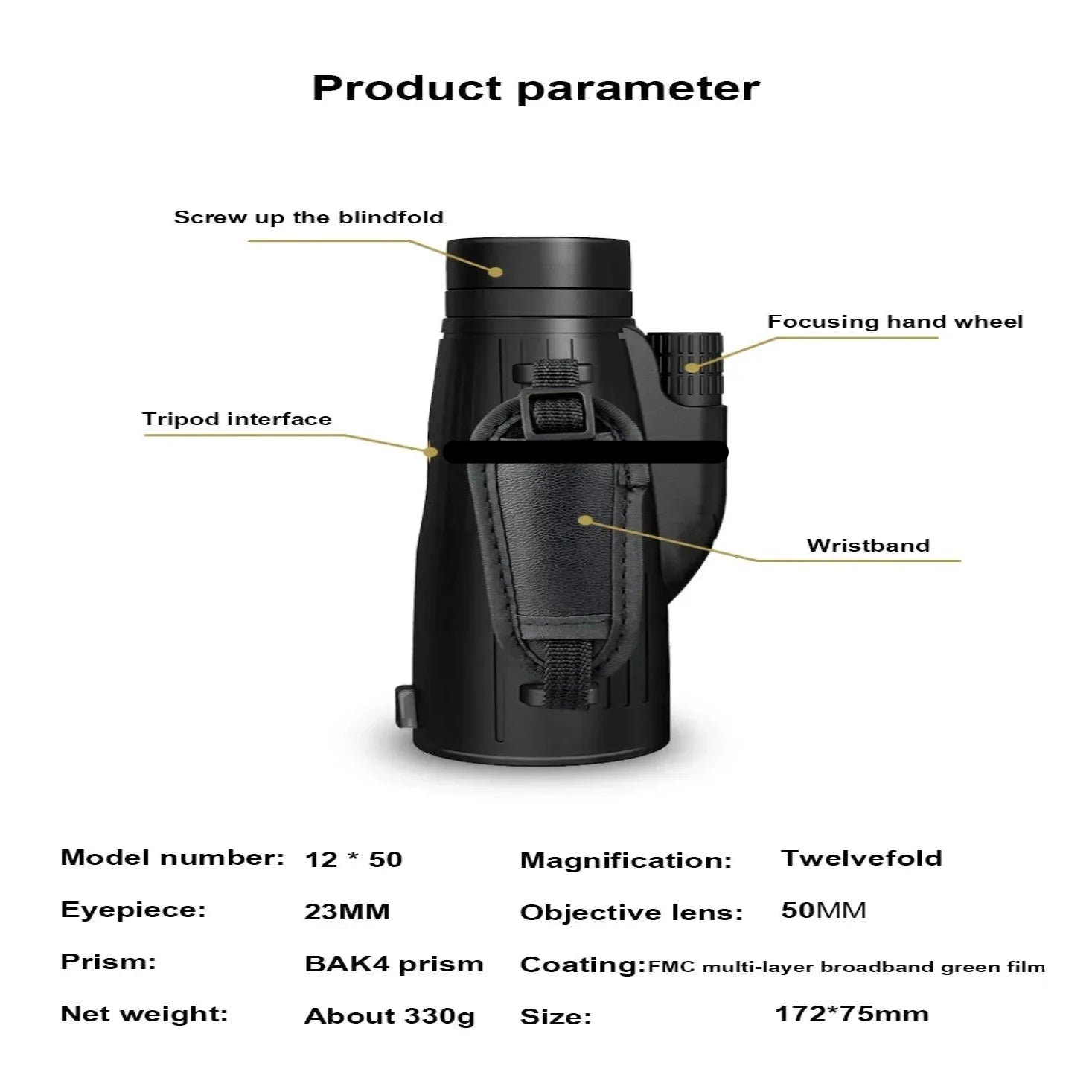 12x50 Powerful Monocular – Long Reach Portable Telescope Habicare