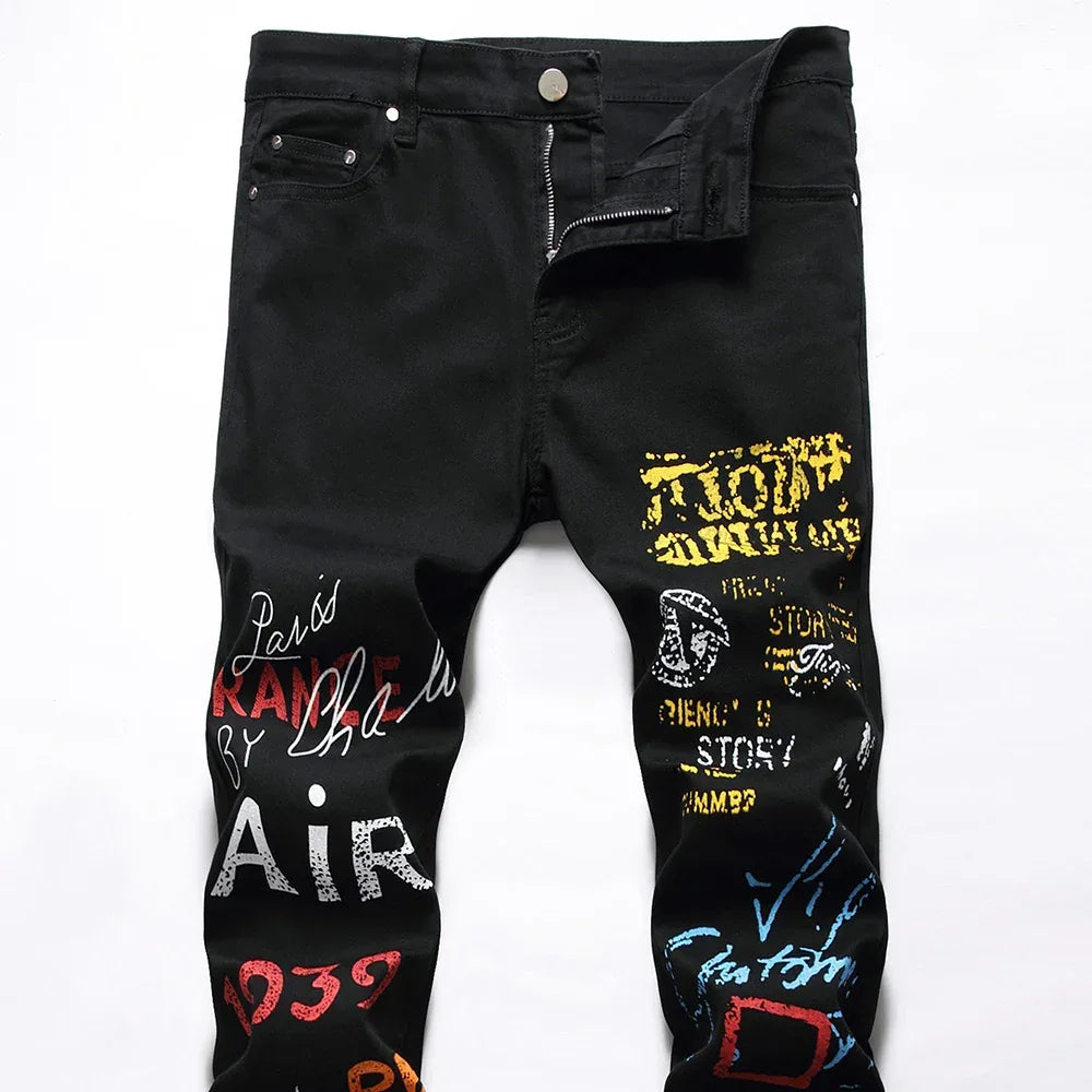 Men's Stylish Jeans Featuring Unique Letter Prints and patterns - ShopHub