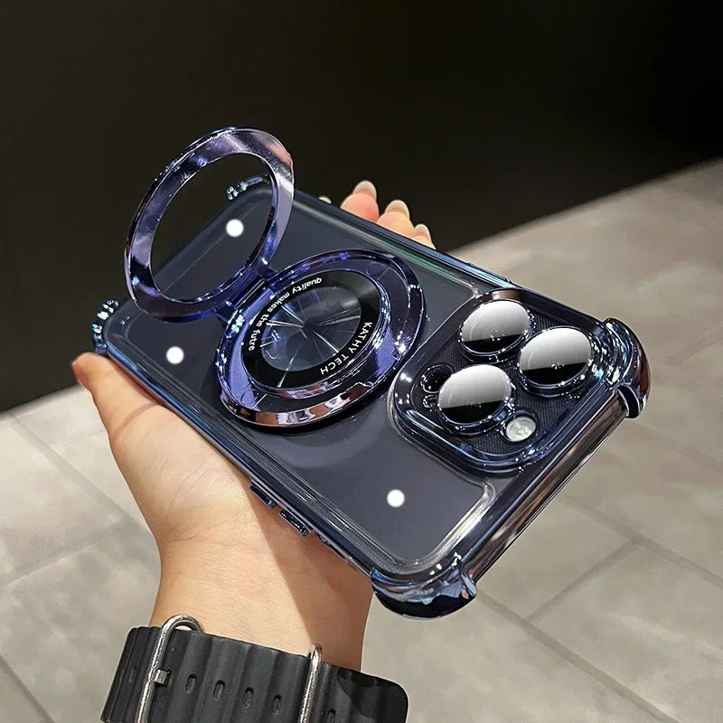 QIXTWO Luxury Plating Holder Magnetic Wireless Charging Case - ShopHub