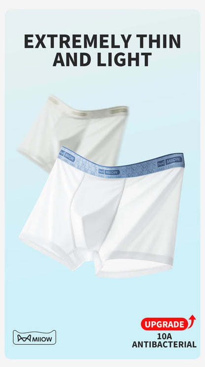 MiiOW Men's Underwear Boxers - 3Pcs Ice Silk Antibacterial Boxers