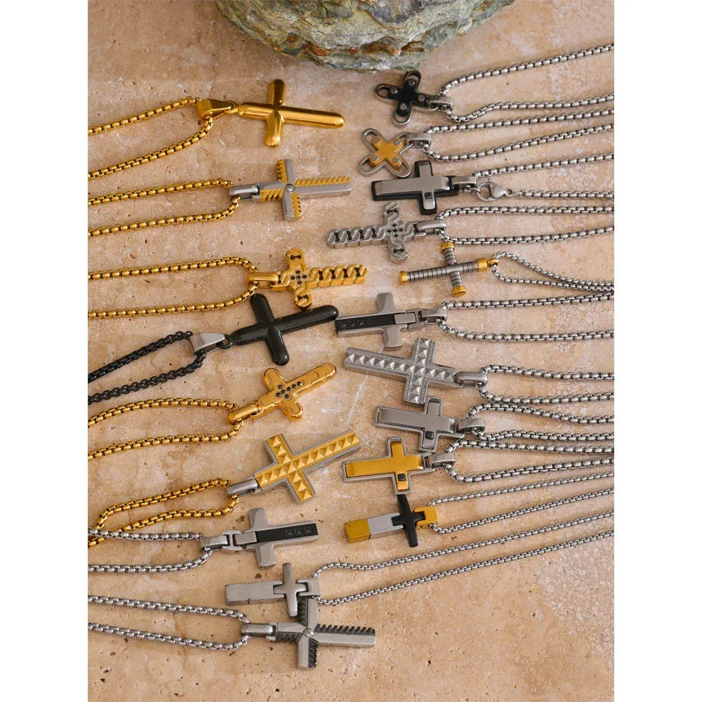 Stainless Steel Creative Cross Pendant Necklace - ShopHub