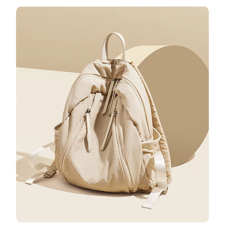 FOXER Simple Solid Color Backpack Women Backpack Waterproof Cotton Fabric Laptop School Bag Fashion Teenage Girl Travel Book Bag
