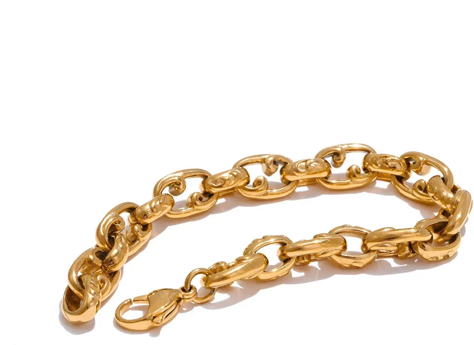 22cm Stainless Steel Cuban Chain Bracelet Bangle - ShopHub