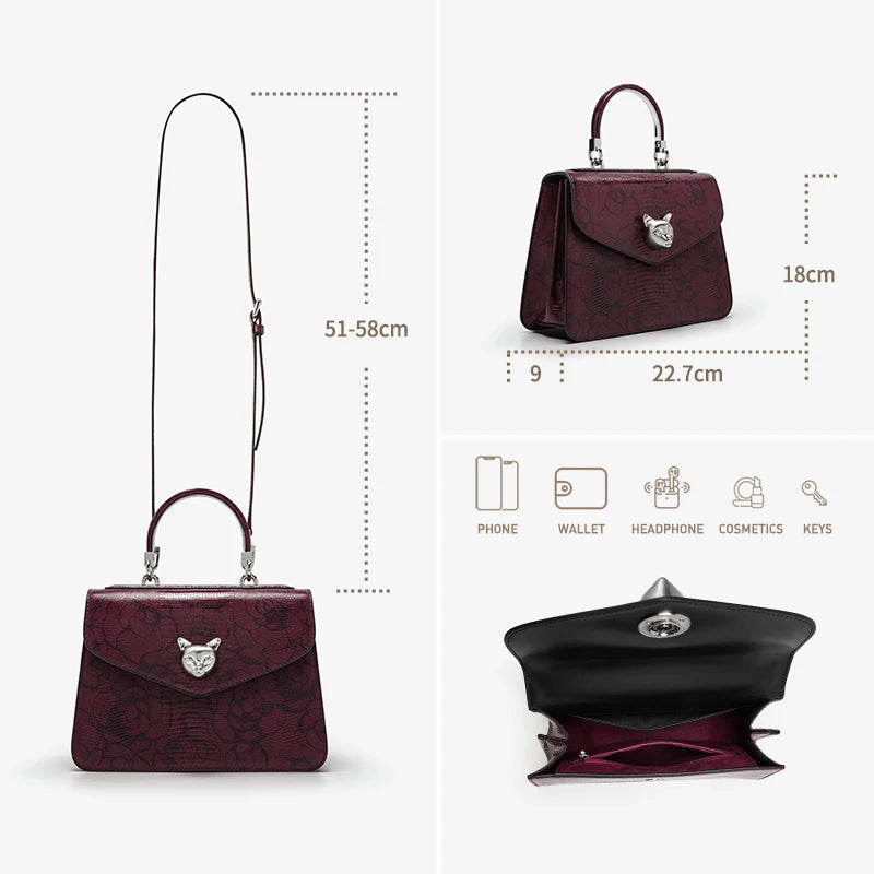 BAFELLI Floral Leather Business Doctor Bag in Pine Forest