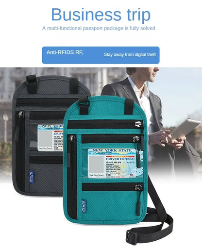 RFID Passport Holder Travel Anti-Theft Neck Pouch