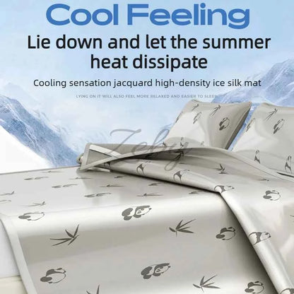 New Cooling Feeling Mattress Cover Summer Foldable Pad Ice Silk Cool Mats Breathable Coolness Bed Mat and Pillowcase 2\3 Pcs Set