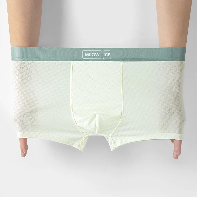 MiiOW Antibacterial Men's Boxer 3Pcs Ice Silk Underwear with Breathable Mesh Crotch
