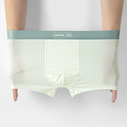 MiiOW Antibacterial Men's Boxer 3Pcs Ice Silk Underwear with Breathable Mesh Crotch