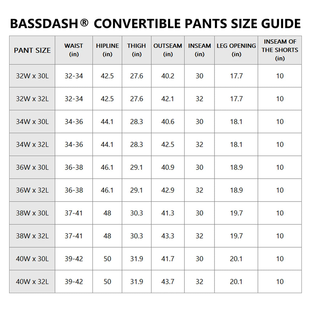 BASSDASH Men’s Outdoor Quick Dry Convertible Pants ShopHub