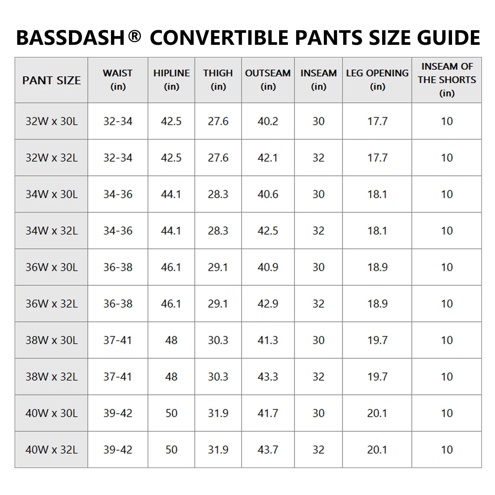 BASSDASH Men’s Outdoor Quick Dry Convertible Pants ShopHub