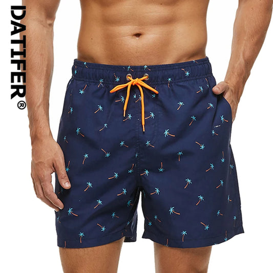Men's Datifer Brand beach shorts, quick-dry swim trunks with athletic fit, suitable for surfing, swimming, and gym activities.