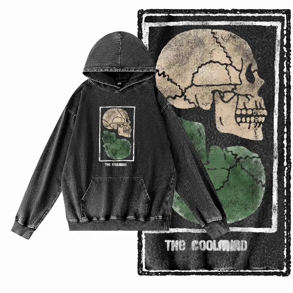COOLMIND Acid-Washed Black Graphic Pullover