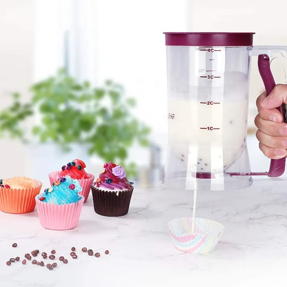 Foldable Batter Dispenser for Pancakes, Cupcakes, and Waffles - Non-Drip Tool with 6 Nozzles