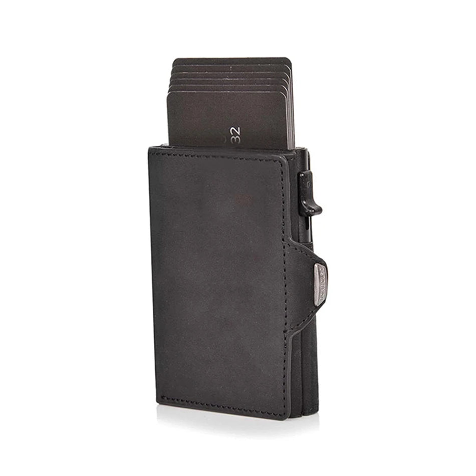 100% Crazy Horse Genuine Leather Men's Wallets - Rfid Card Holder