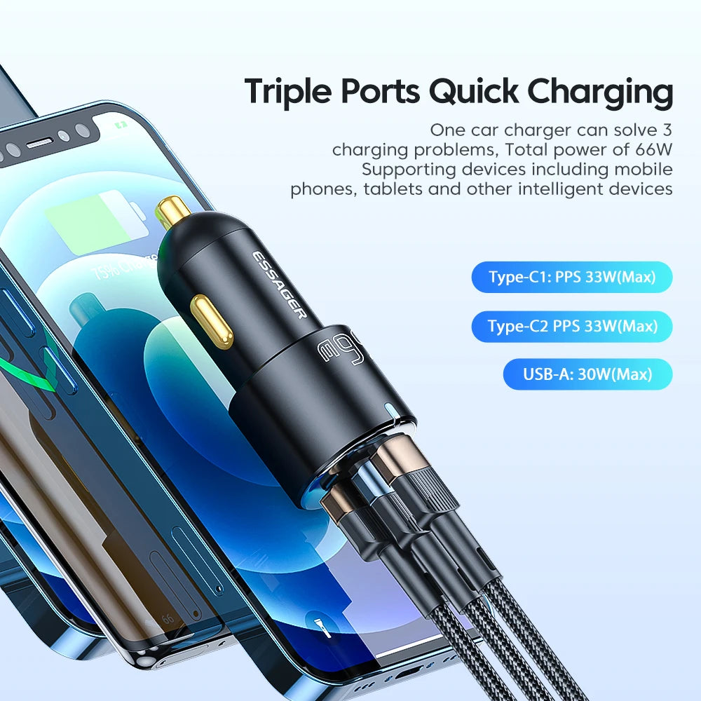 Essager 66W Fast Charging Car Charger