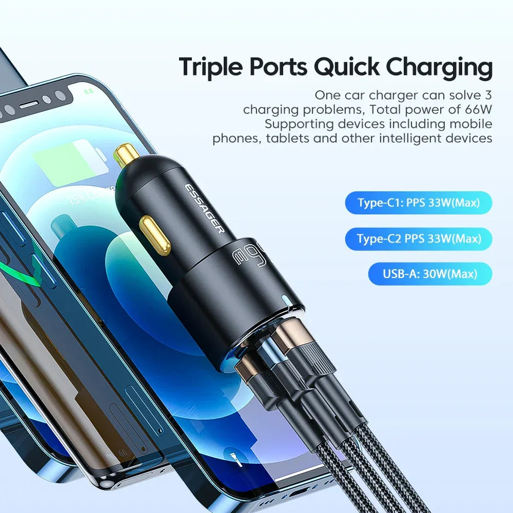 Essager 66W Car Charger - ShopHub