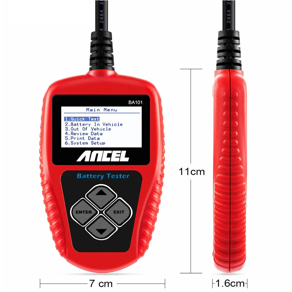 BA101 Car Battery Tester – 12V Load Analyzer (100–2000 CCA) Habicare