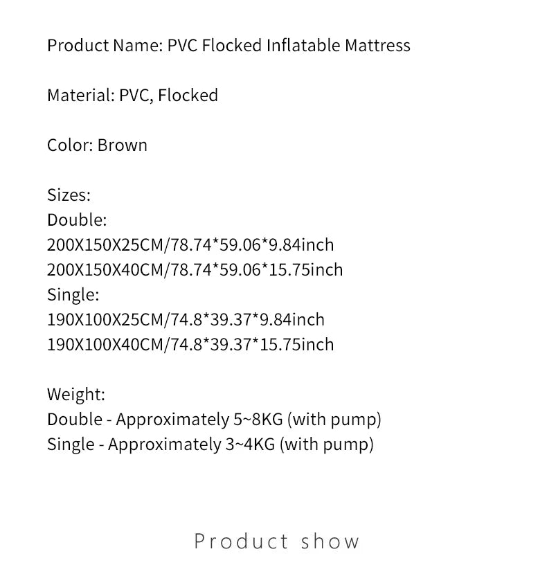 AZULBLANCO PVC Flocked Inflatable Mattress