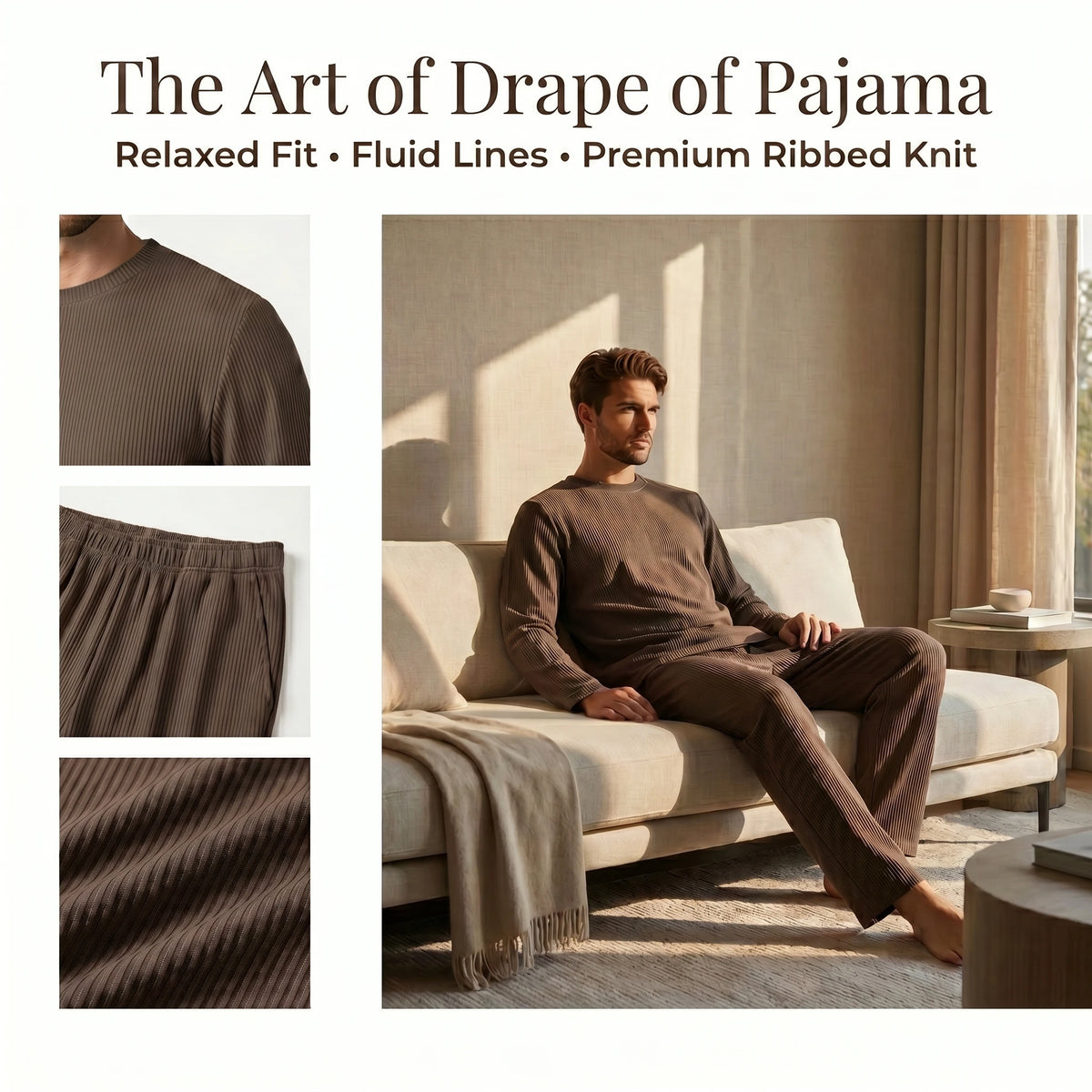 Men's long sleeve pajama set by ShopHub NZ featuring comfortable, stylish men's pyjamas with a cozy fit.