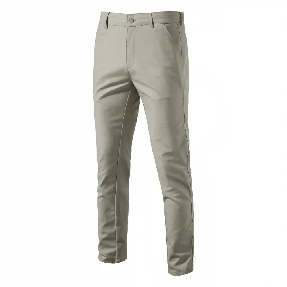 AIOPESON Men's Solid Colour Linen Long Pants - ShopHub