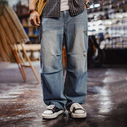 Maden Men‘s Vintage Boro Patchwork Parachute Jeans