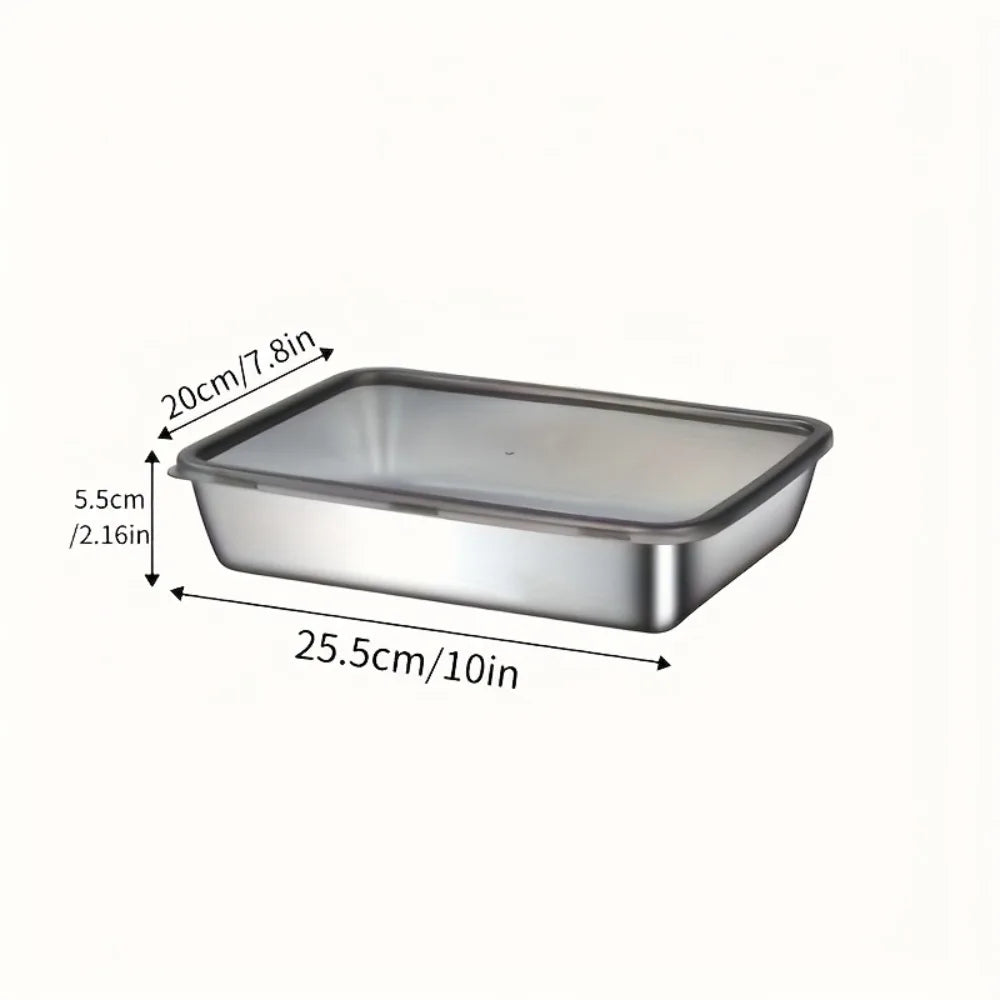 Stainless Steel Food Storage Container, Stackable Airtight Lid