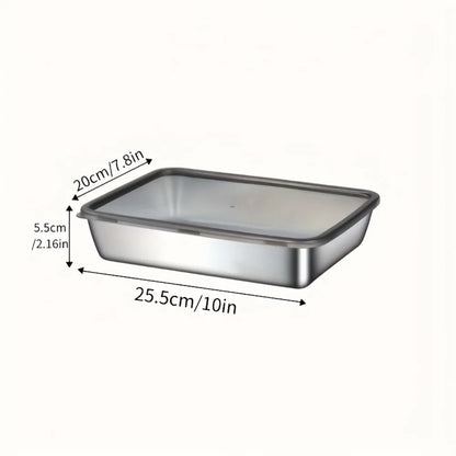 Stainless Steel Food Storage Container, Stackable Airtight Lid
