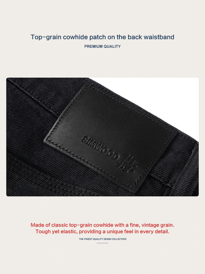 SIMWOOD 2026 Autumn 14oz Fabric Jeans Men Washed Vintage Black Denim Pants Retro Casual Trousers Male Clothing